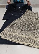 Cambric Cotton Black Festival Wear Chikankari Phulkari Kurti With Palazzo